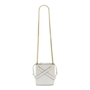 VISONE Leather Bucket Bag with Chain Strap Women WHITE Crossbody